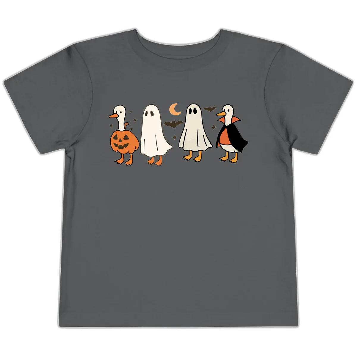 Halloween Duck And Ghost Friends Toddler T-Shirt in Asphalt