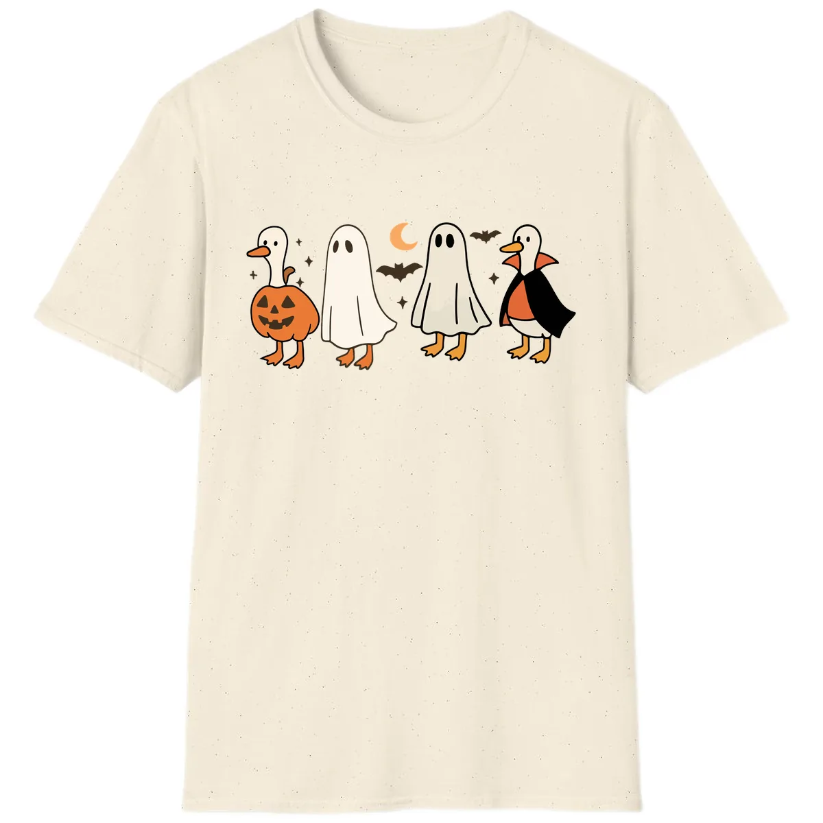 Halloween Duck And Ghost Friends T-Shirt in Natural