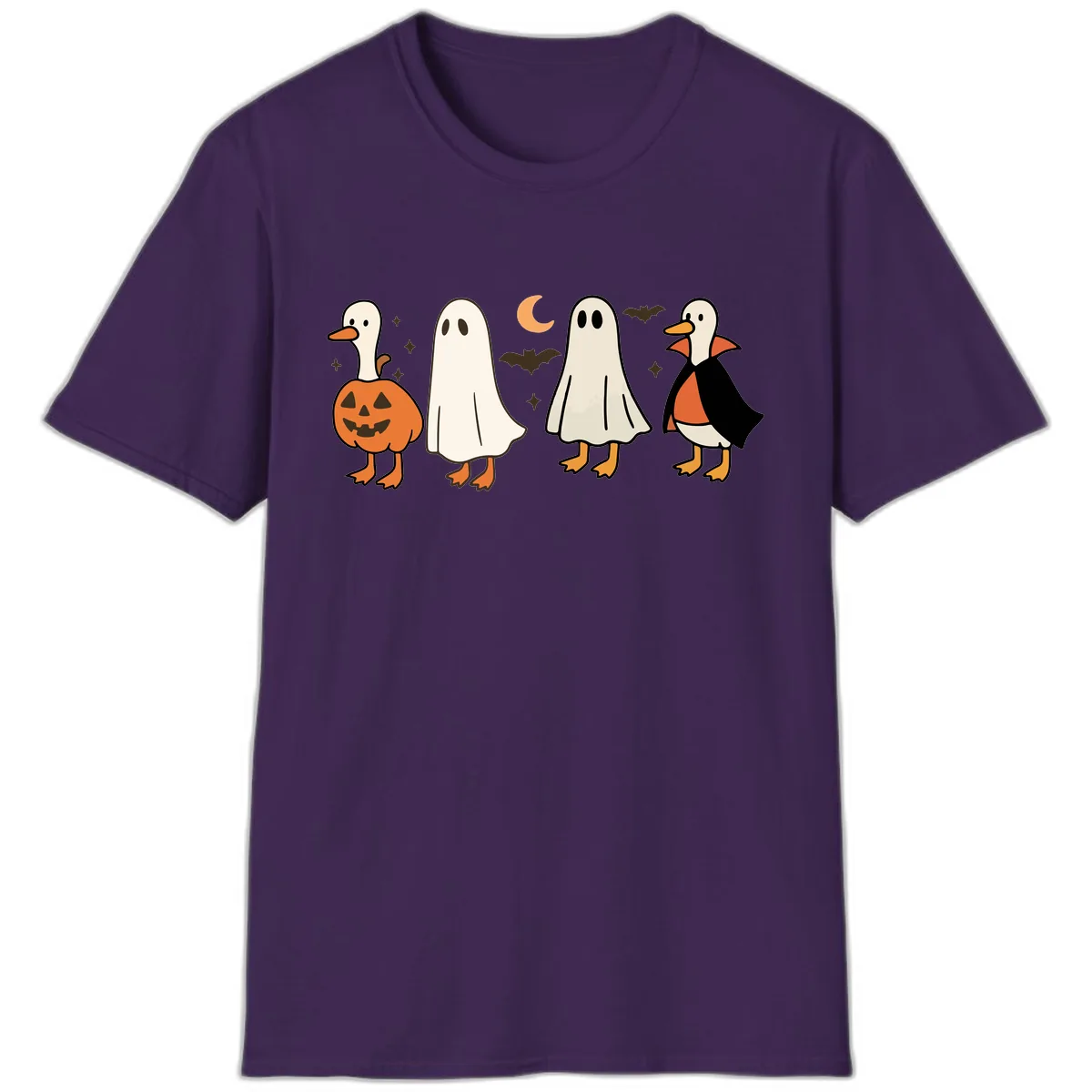 Halloween Duck And Ghost Friends T-Shirt in Purple