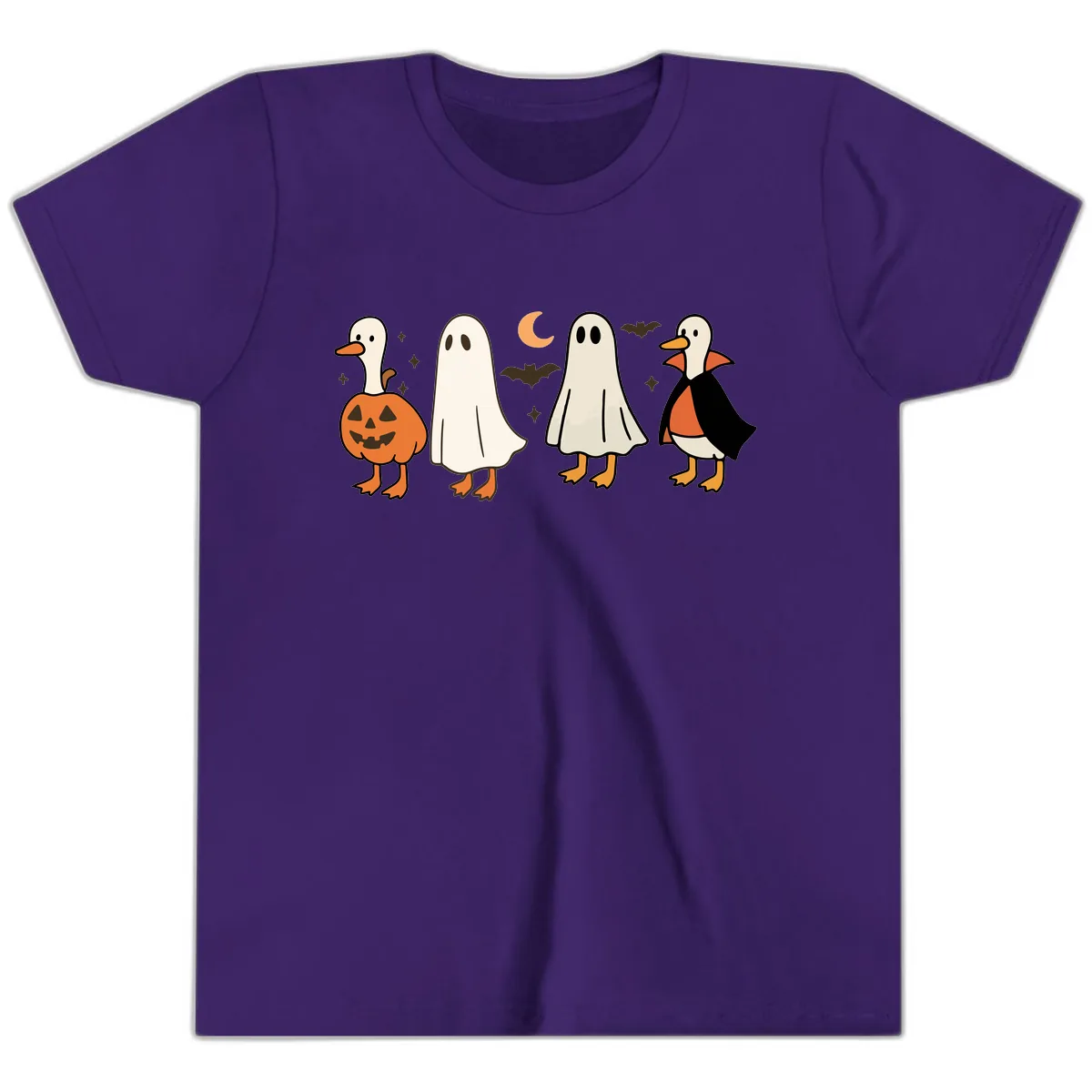 Halloween Duck And Ghost Friends Youth T-Shirt in Team Purple