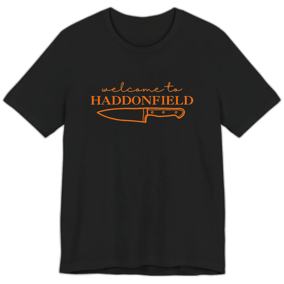 Welcome To Haddonfield Halloween Knife Design Premium T-Shirt in Black