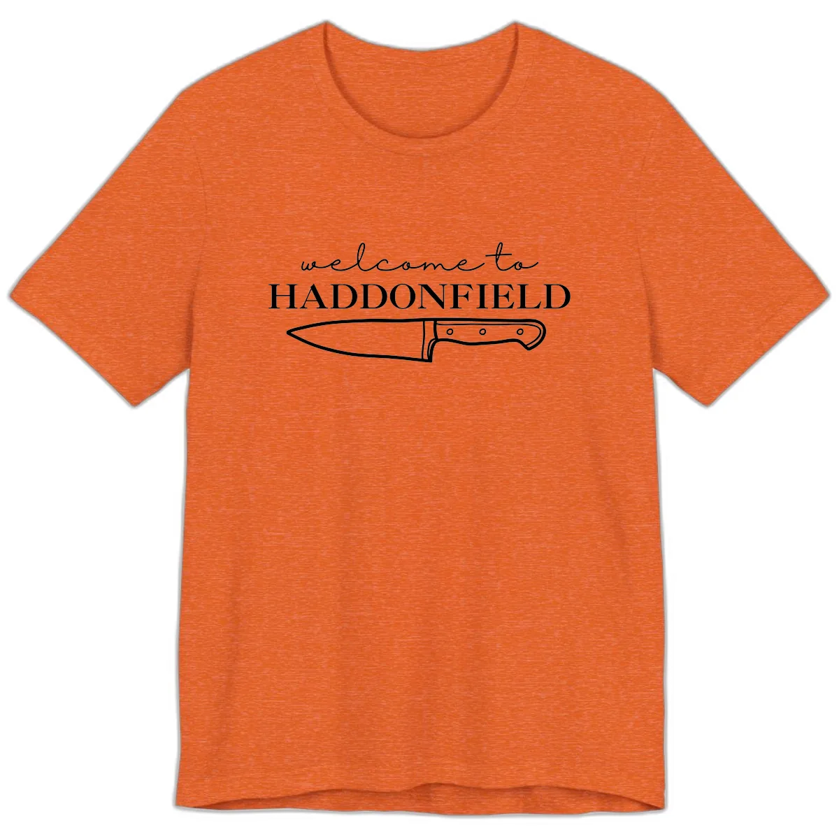 Welcome To Haddonfield Halloween Knife Design Premium T-Shirt in Heather Orange