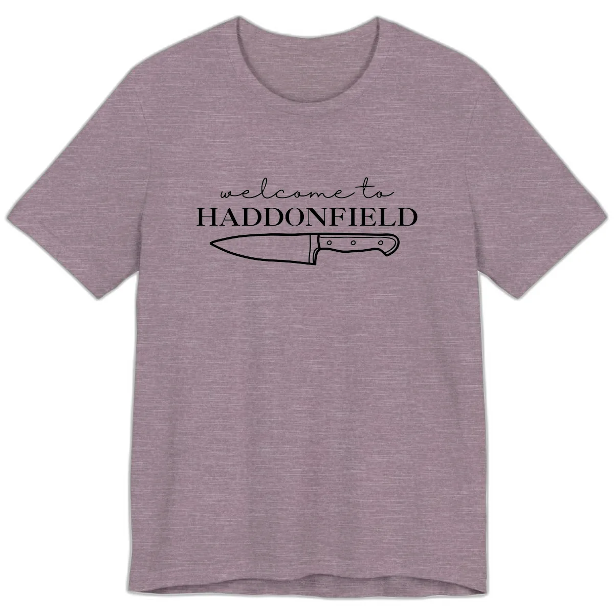 Welcome To Haddonfield Halloween Knife Design Premium T-Shirt in Heather Purple