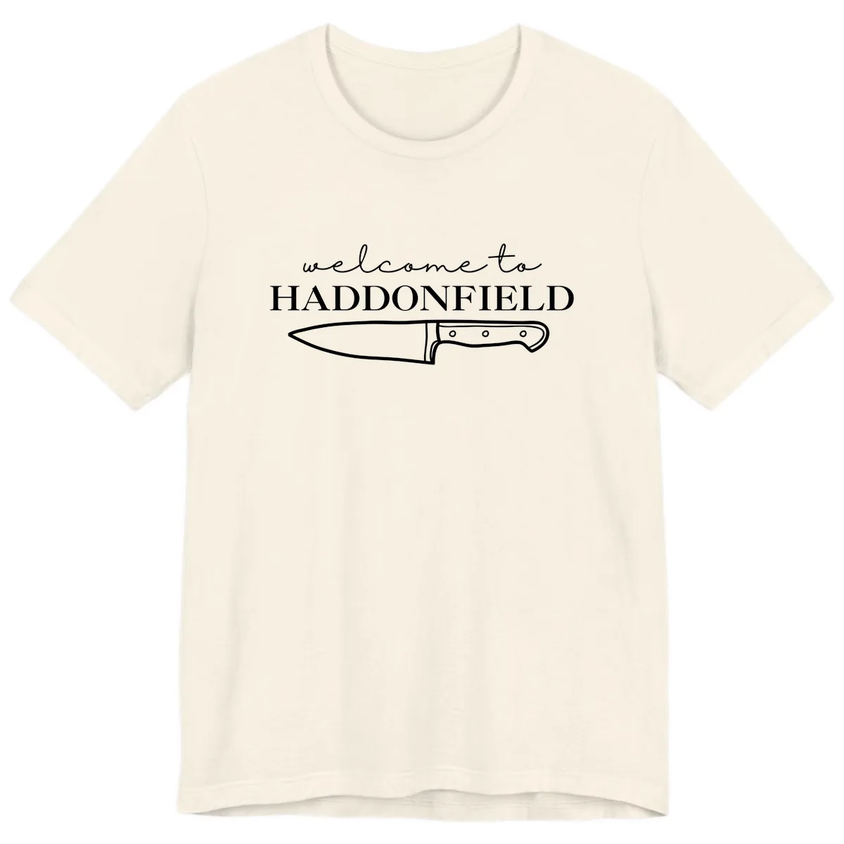 Welcome To Haddonfield Halloween Knife Design Premium T-Shirt in Natural