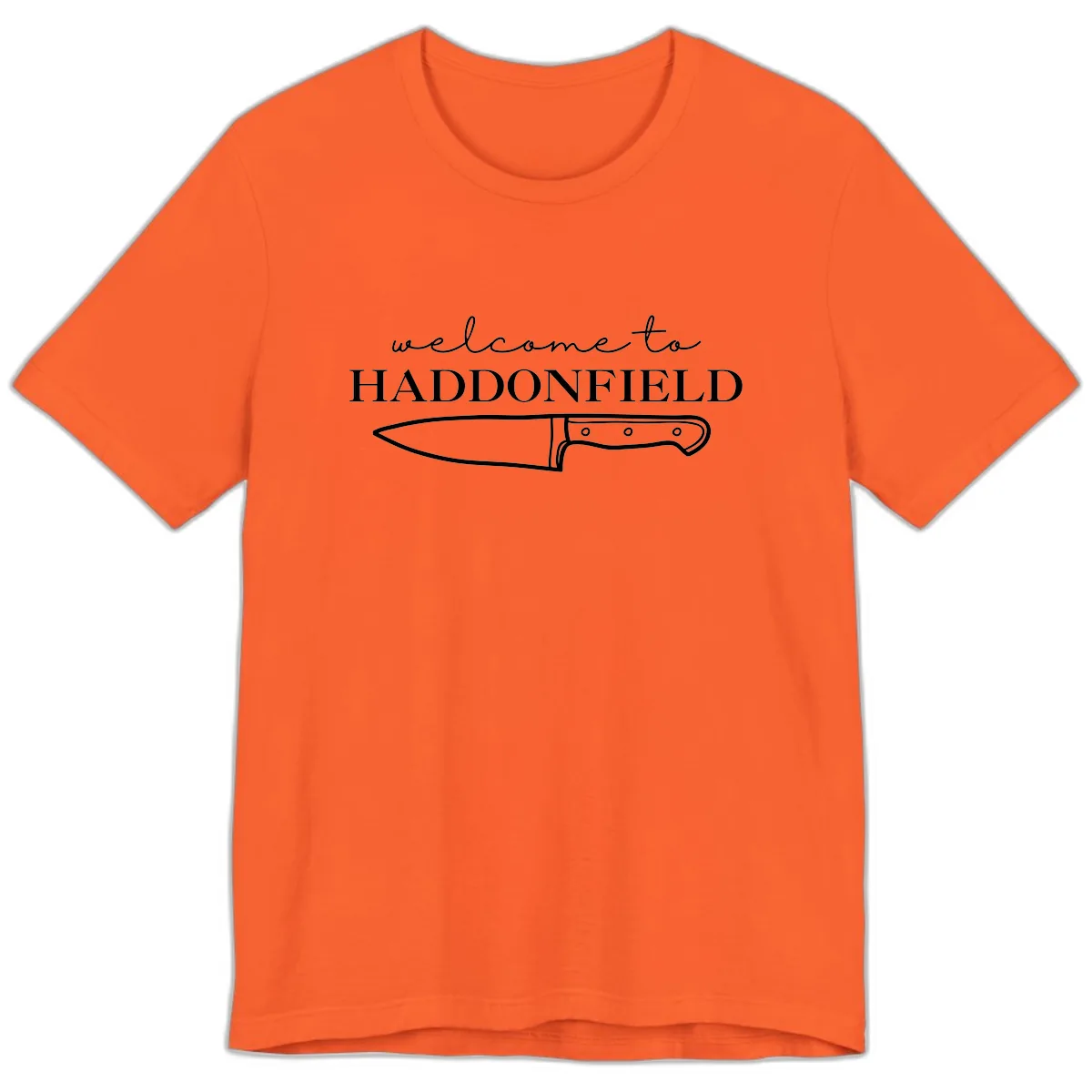 Welcome To Haddonfield Halloween Knife Design Premium T-Shirt in Orange