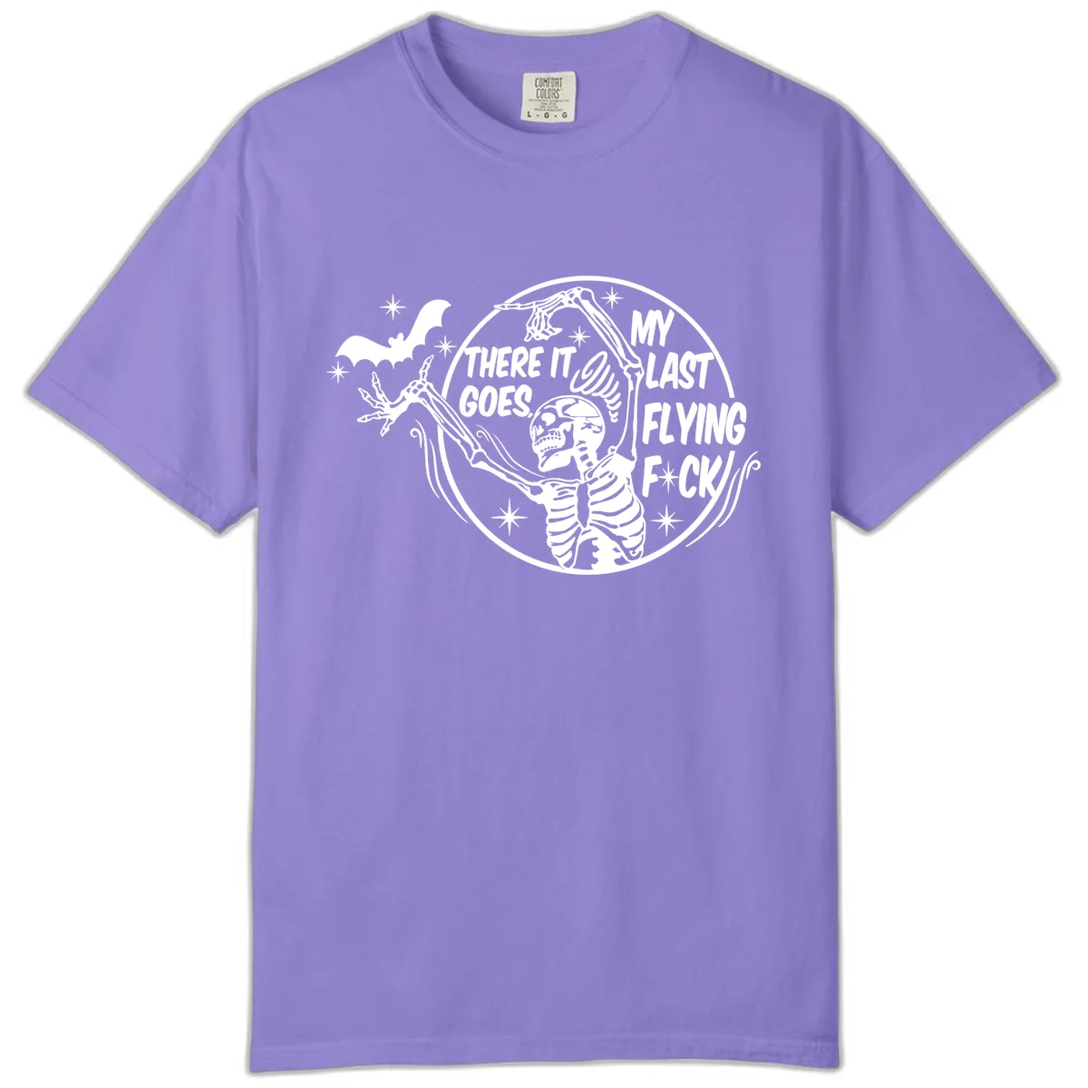 Skeleton's Last Flying F****** Halloween Design Comfort Color in Violet