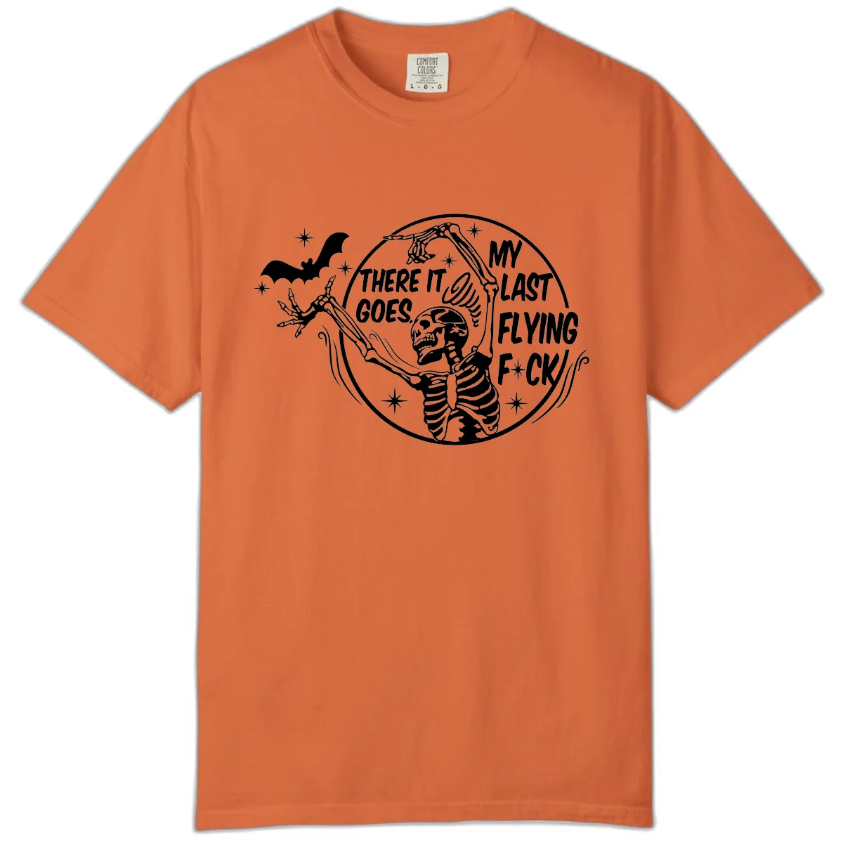 Skeleton's Last Flying F****** Halloween Design Comfort Color in Burnt Orange