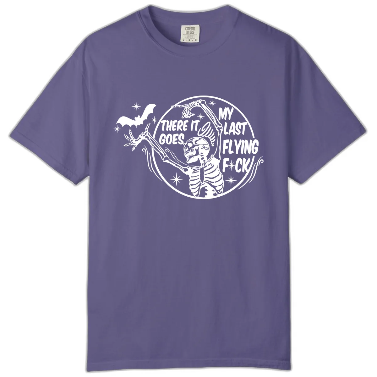 Skeleton's Last Flying F****** Halloween Design Comfort Color in Grape