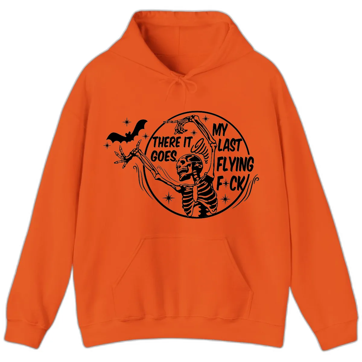 Skeleton's Last Flying F****** Halloween Design Hoodie in Orange
