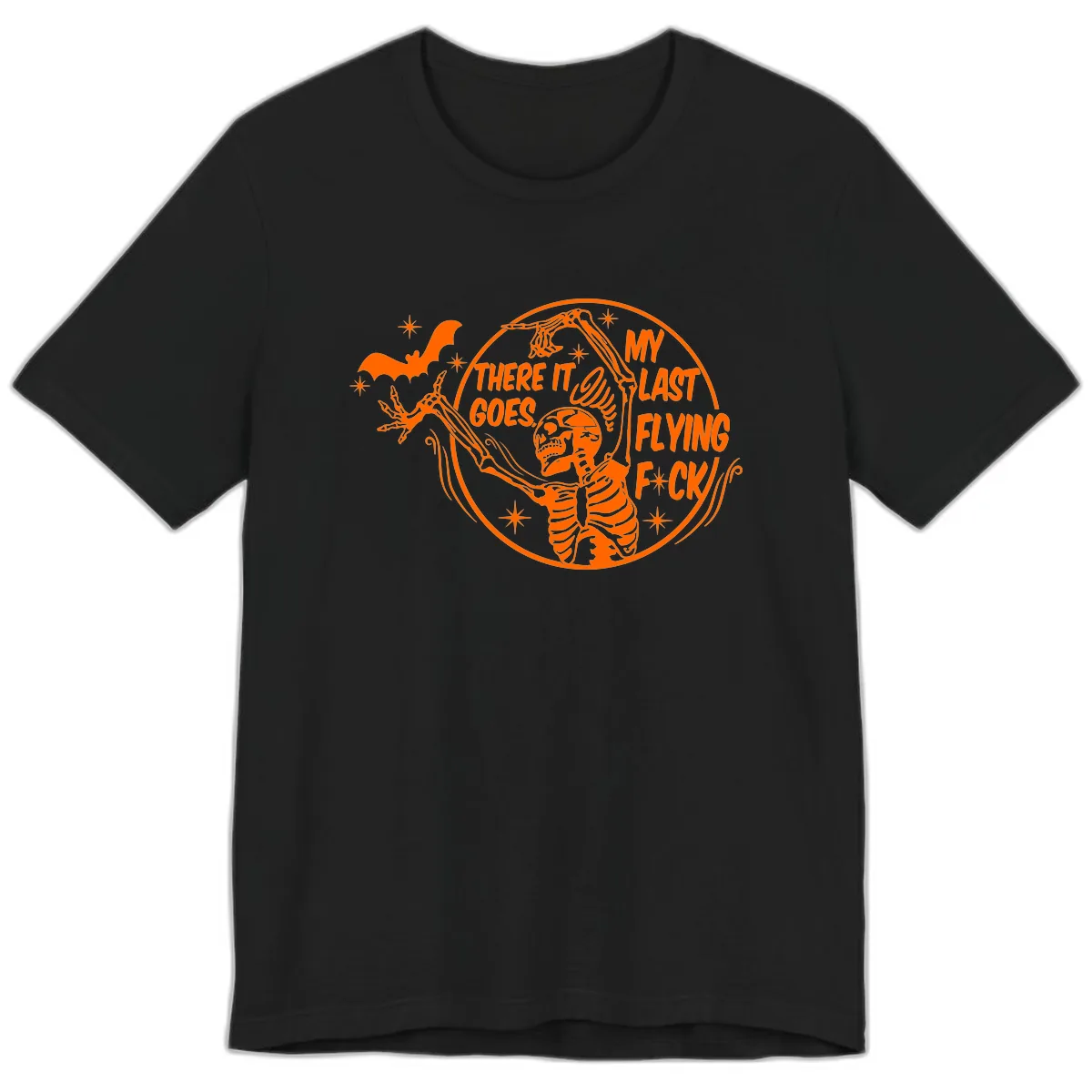 Skeleton's Last Flying F****** Halloween Design Premium T-Shirt in Black