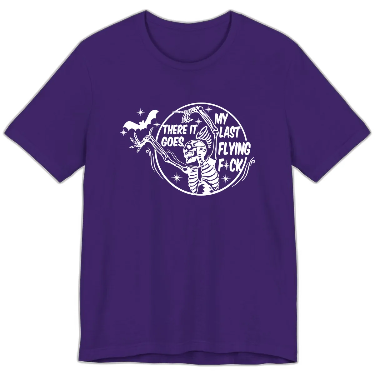 Skeleton's Last Flying F****** Halloween Design Premium T-Shirt in Team Purple