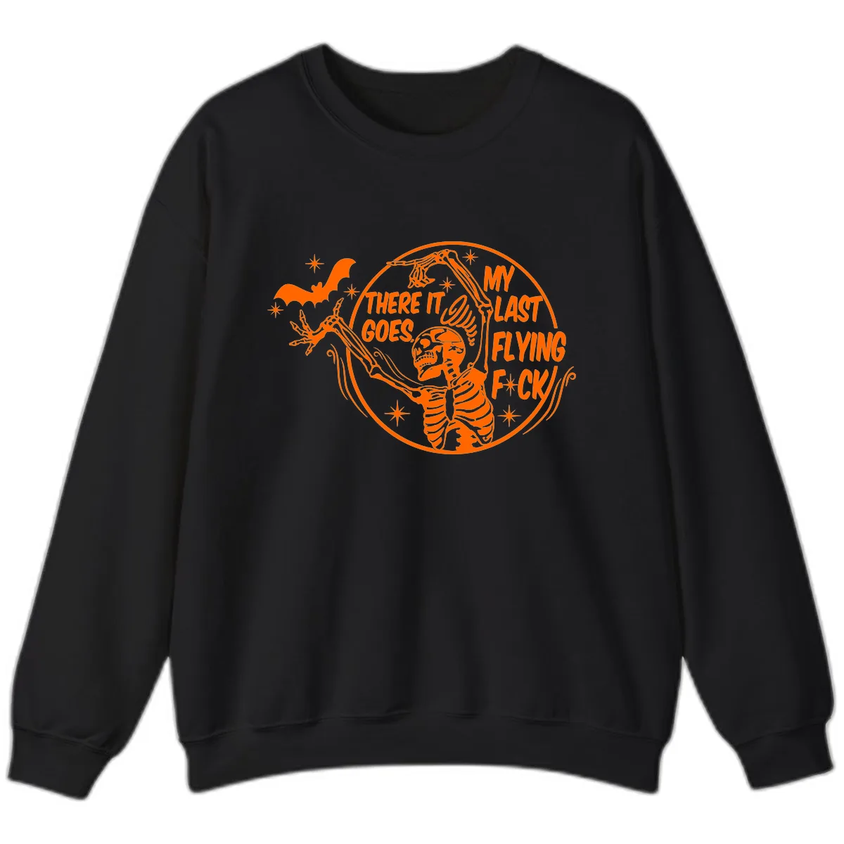 Skeleton's Last Flying F****** Halloween Design Sweatshirt in Black