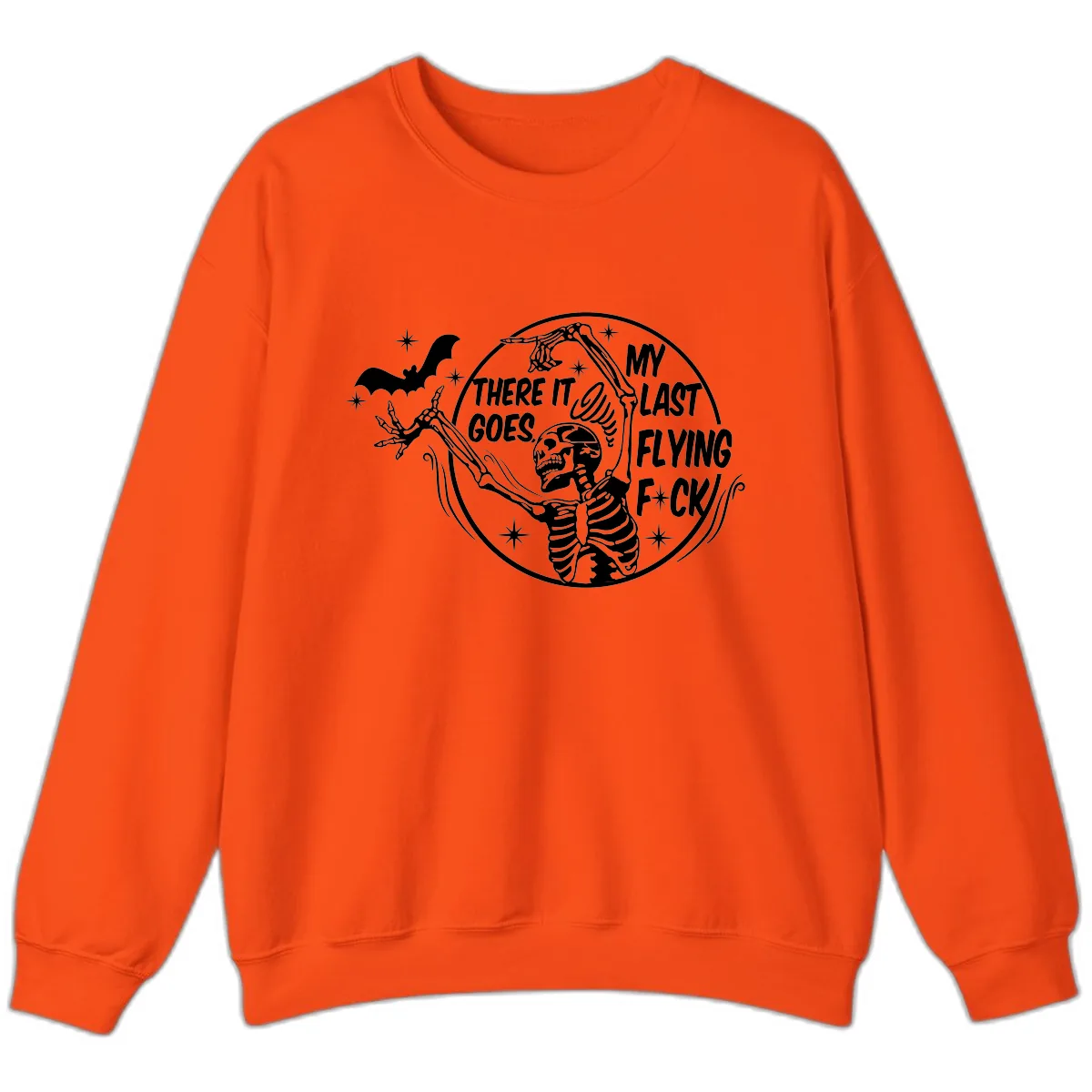 Skeleton's Last Flying F****** Halloween Design Sweatshirt in Orange