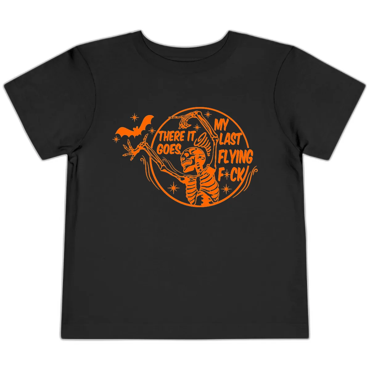 Skeleton's Last Flying F****** Halloween Design Toddler T-Shirt in Black
