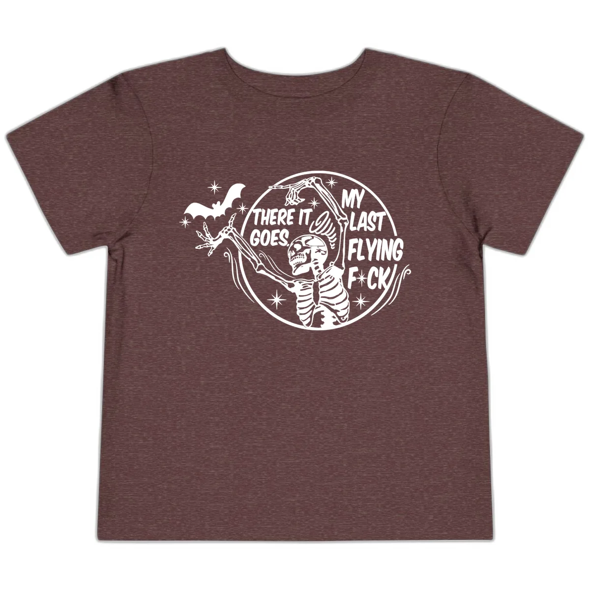 Skeleton's Last Flying F****** Halloween Design Toddler T-Shirt in Heather Maroon