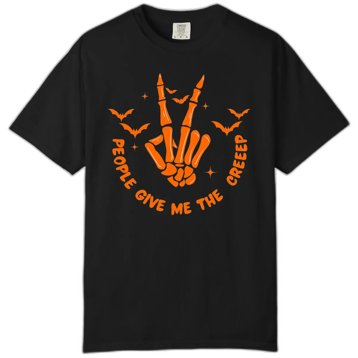Skeleton Peace Hand Halloween Comfort Color in Black