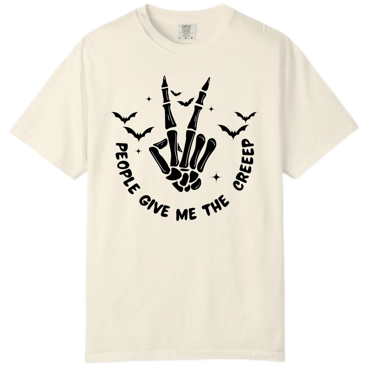 Skeleton Peace Hand Halloween Comfort Color in Ivory