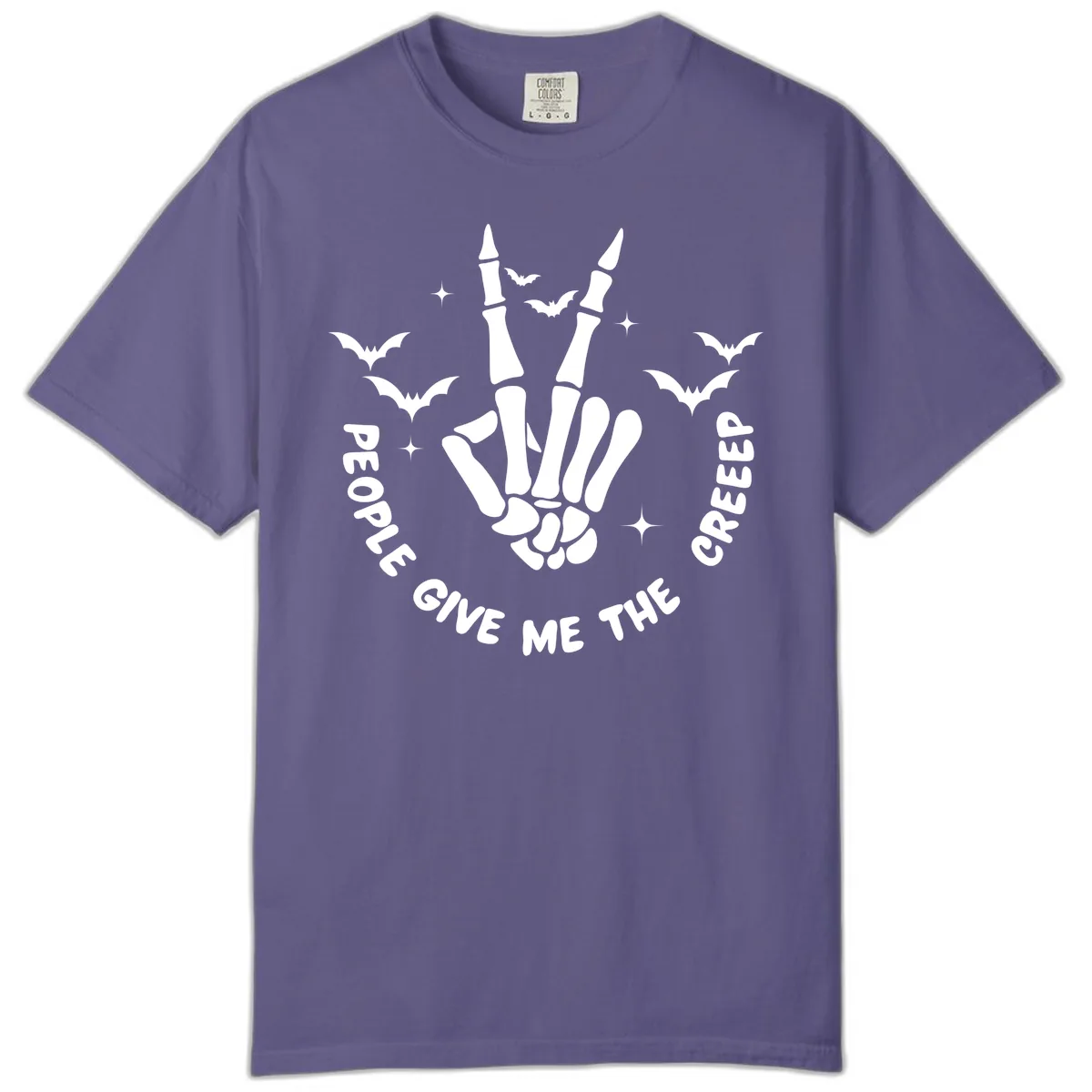 Skeleton Peace Hand Halloween Comfort Color in Grape