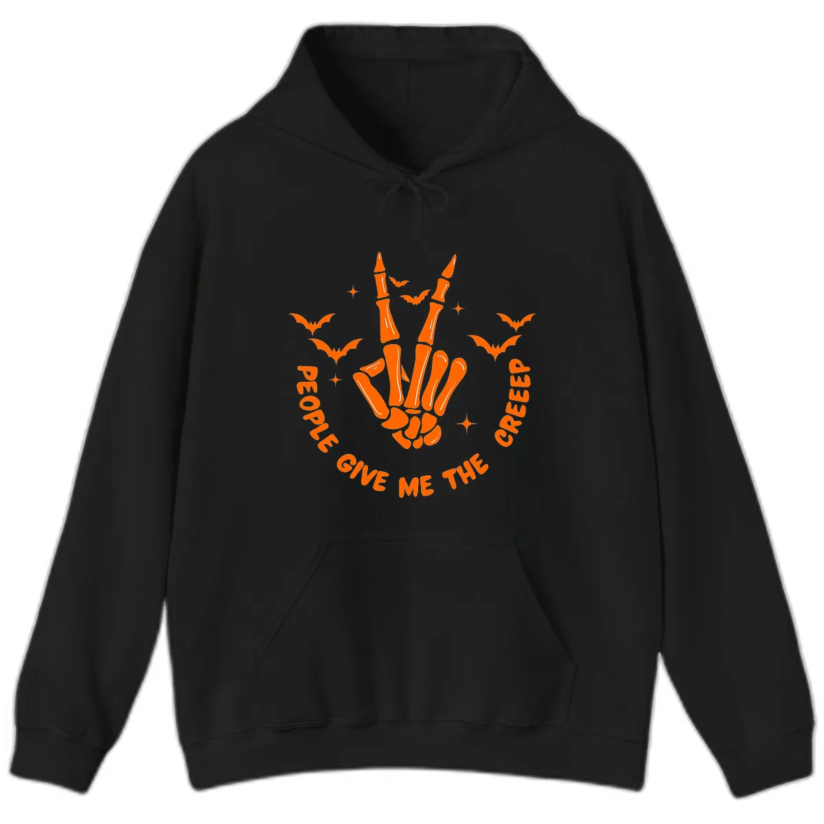 Skeleton Peace Hand Halloween Hoodie in Black