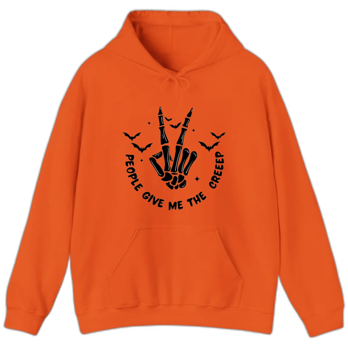 Skeleton Peace Hand Halloween Hoodie in Orange