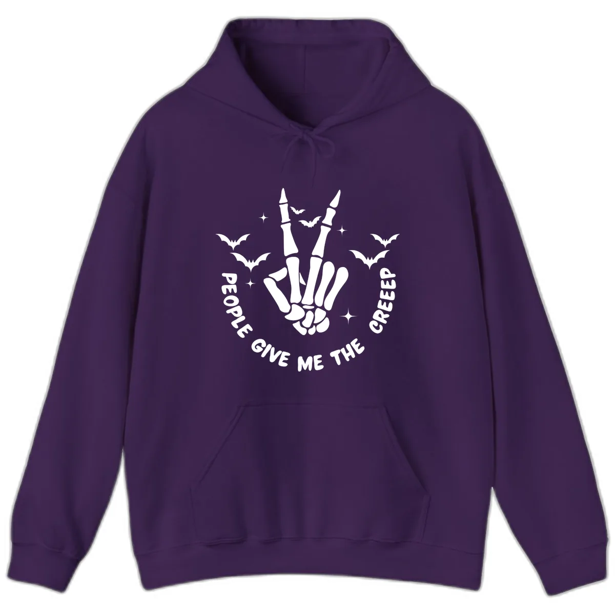 Skeleton Peace Hand Halloween Hoodie in Purple