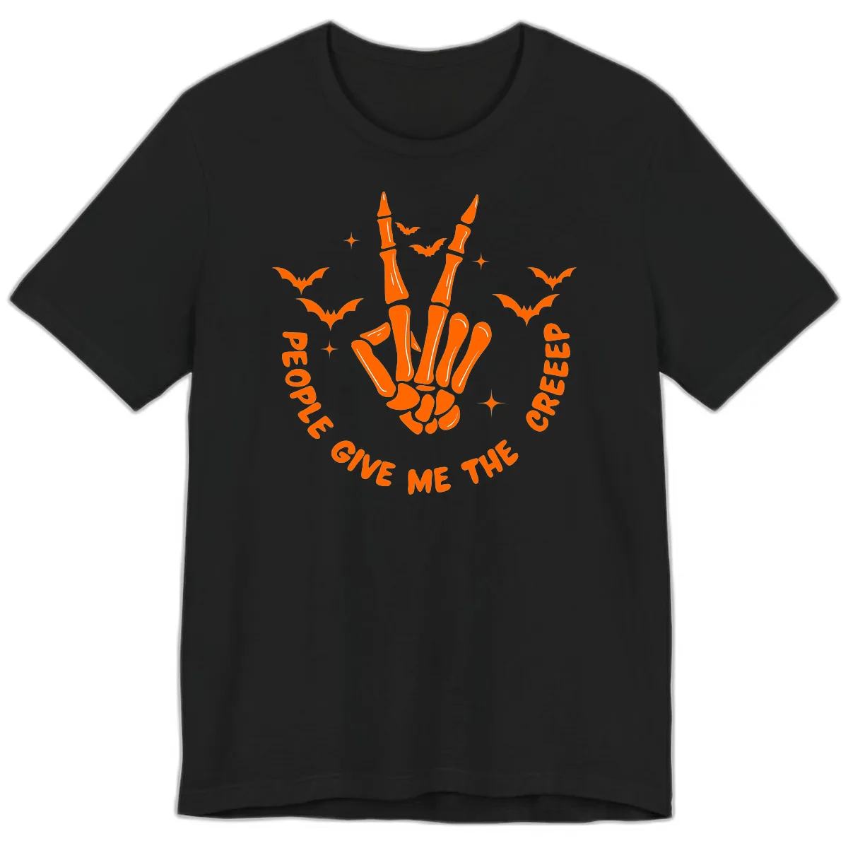 Skeleton Peace Hand Halloween Premium T-Shirt in Black