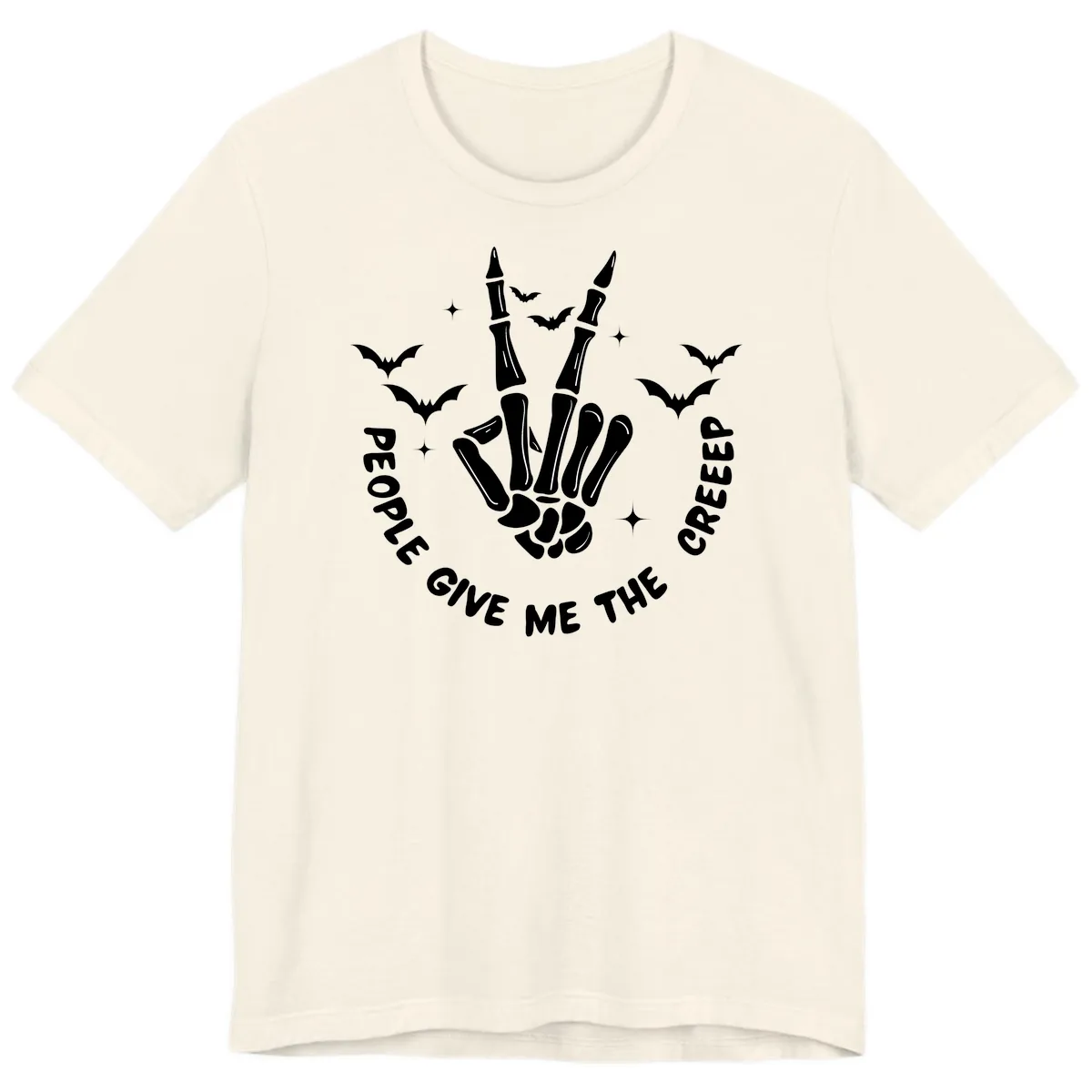 Skeleton Peace Hand Halloween Premium T-Shirt in Natural