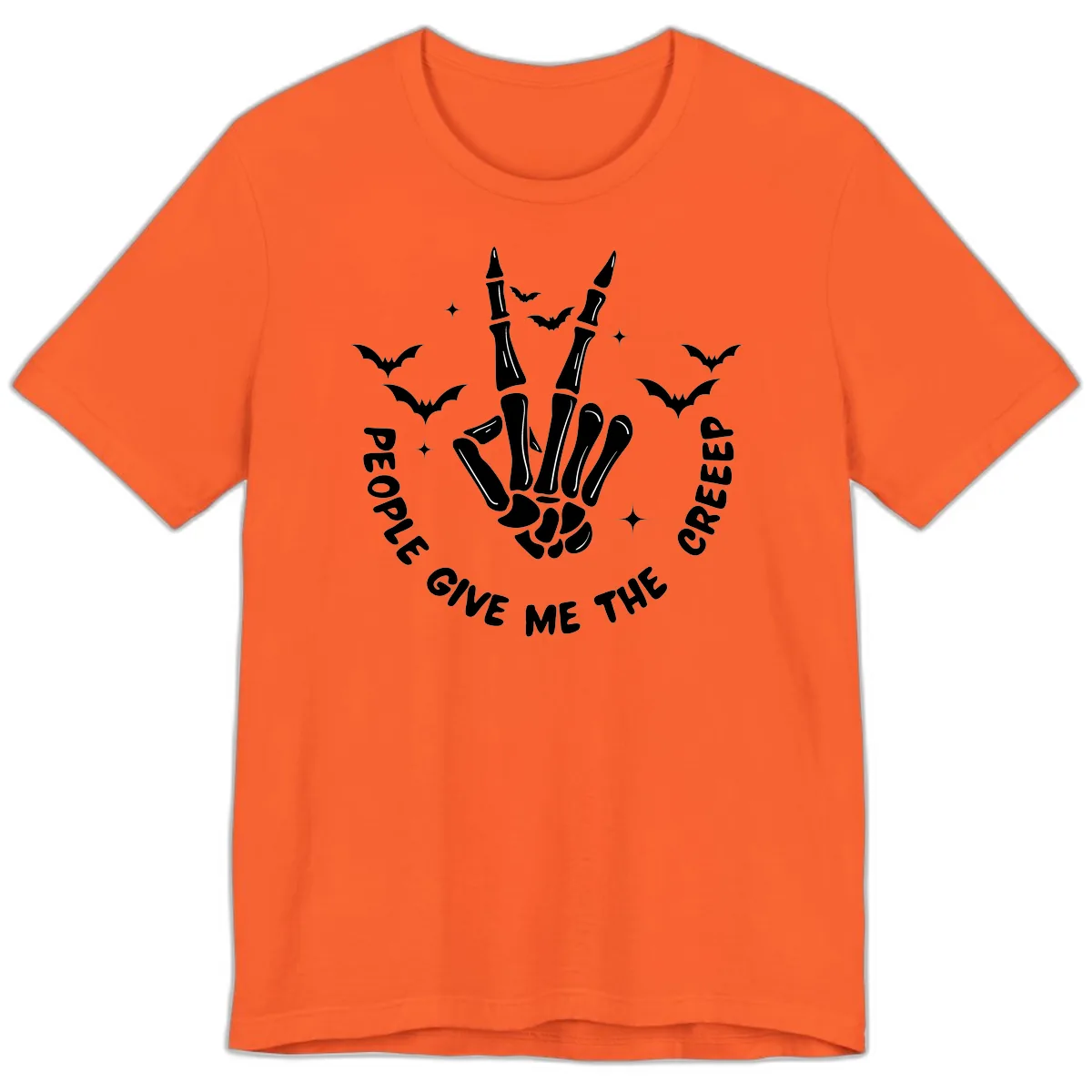Skeleton Peace Hand Halloween Premium T-Shirt in Orange