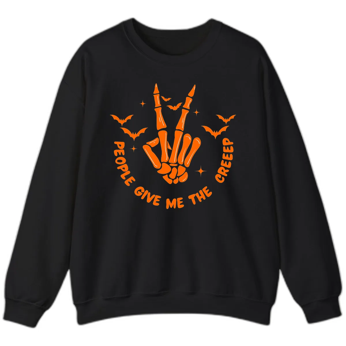Skeleton Peace Hand Halloween Sweatshirt in Black