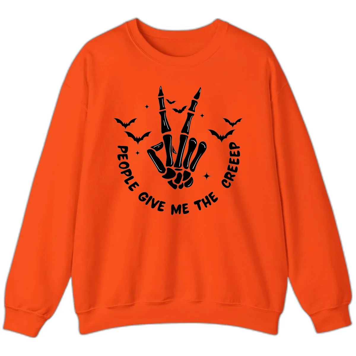 Skeleton Peace Hand Halloween Sweatshirt in Orange