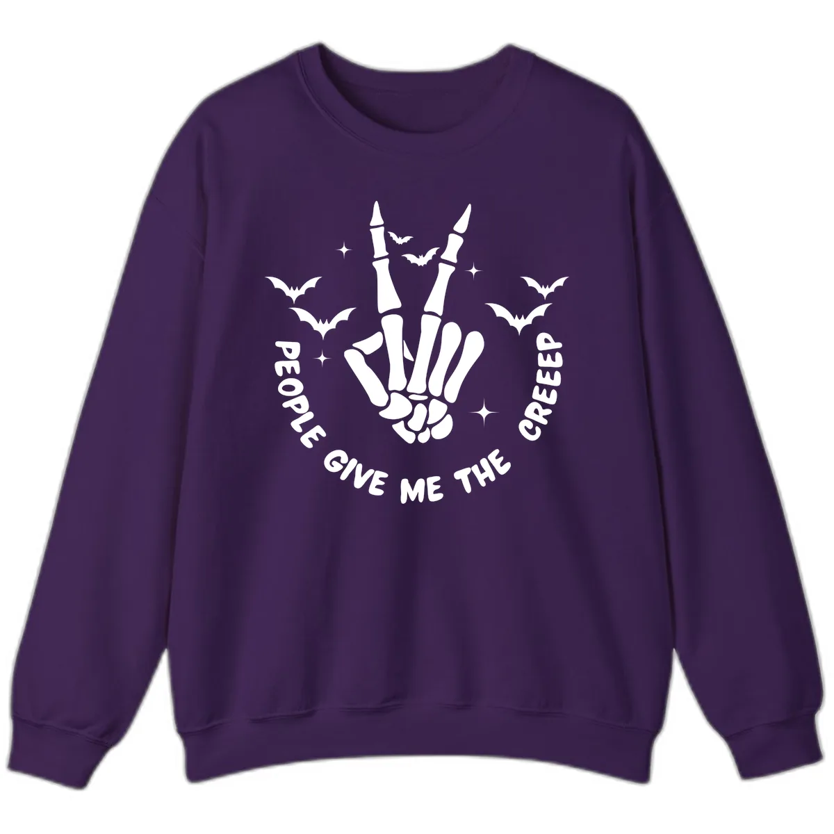Skeleton Peace Hand Halloween Sweatshirt in Purple