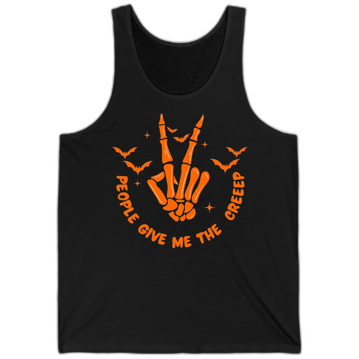 Skeleton Peace Hand Halloween Tank in Black