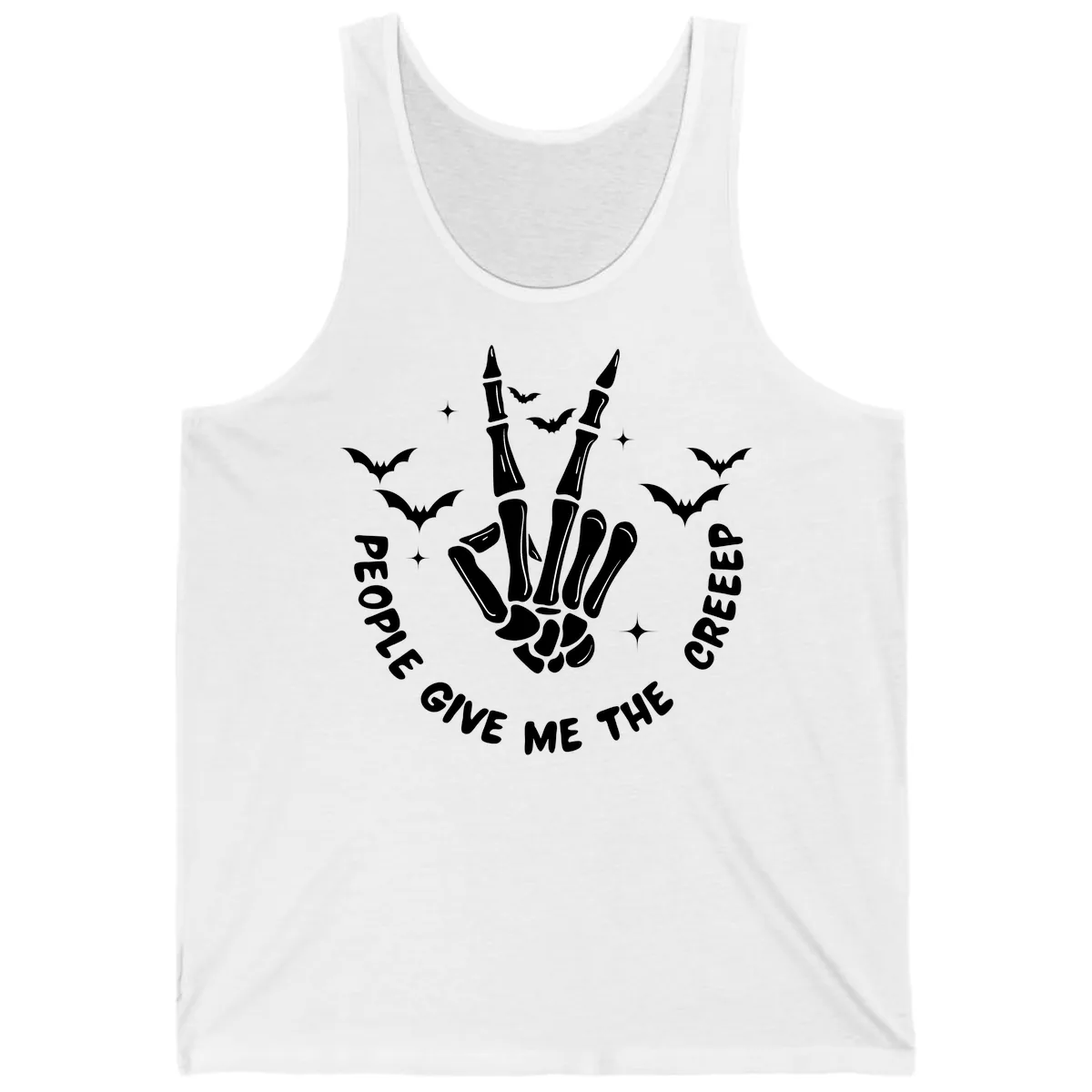 Skeleton Peace Hand Halloween Tank in White