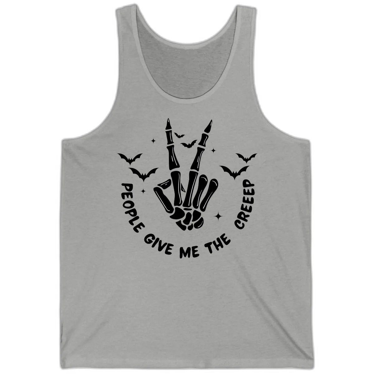 Skeleton Peace Hand Halloween Tank in Athletic Heather