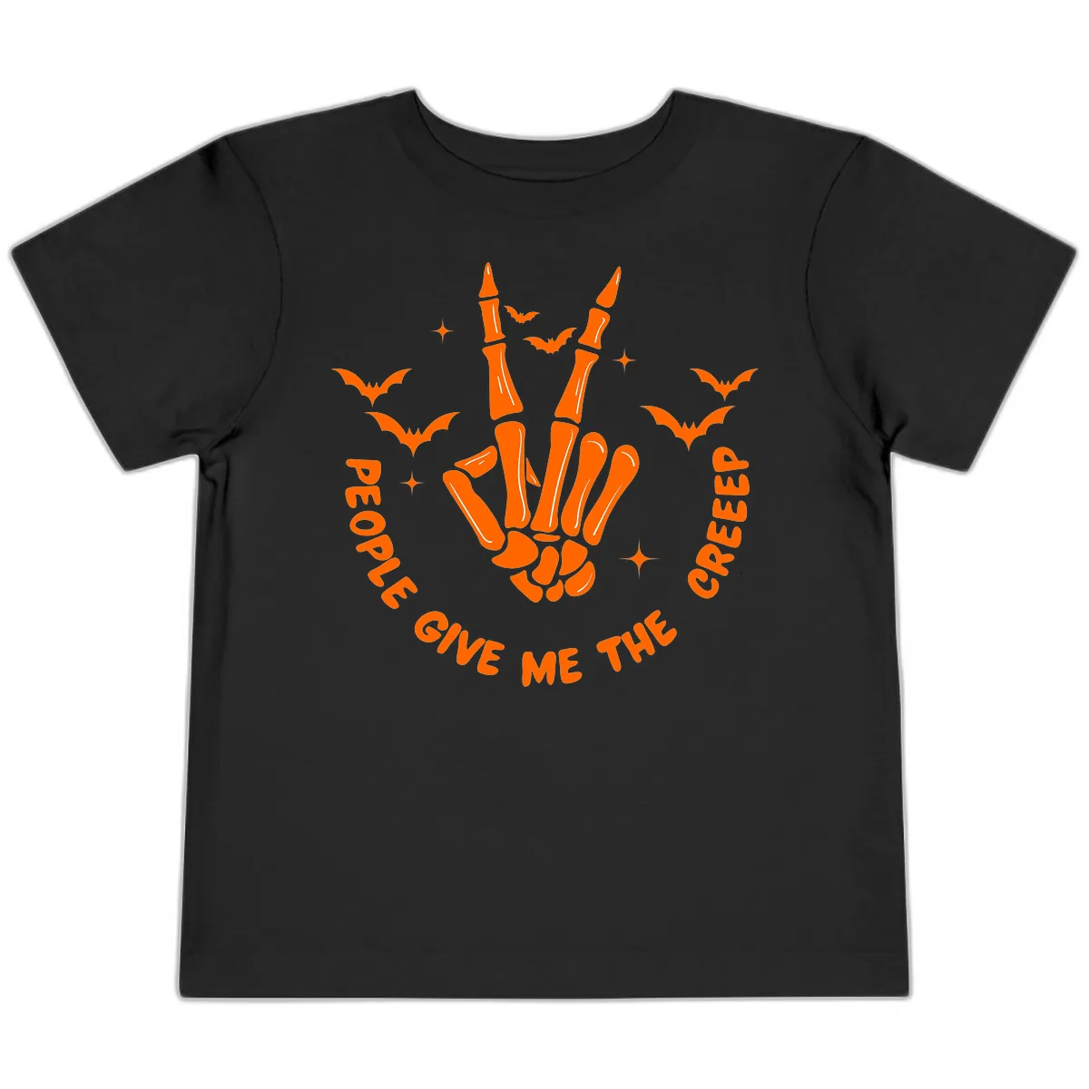 Skeleton Peace Hand Halloween Toddler T-Shirt in Black