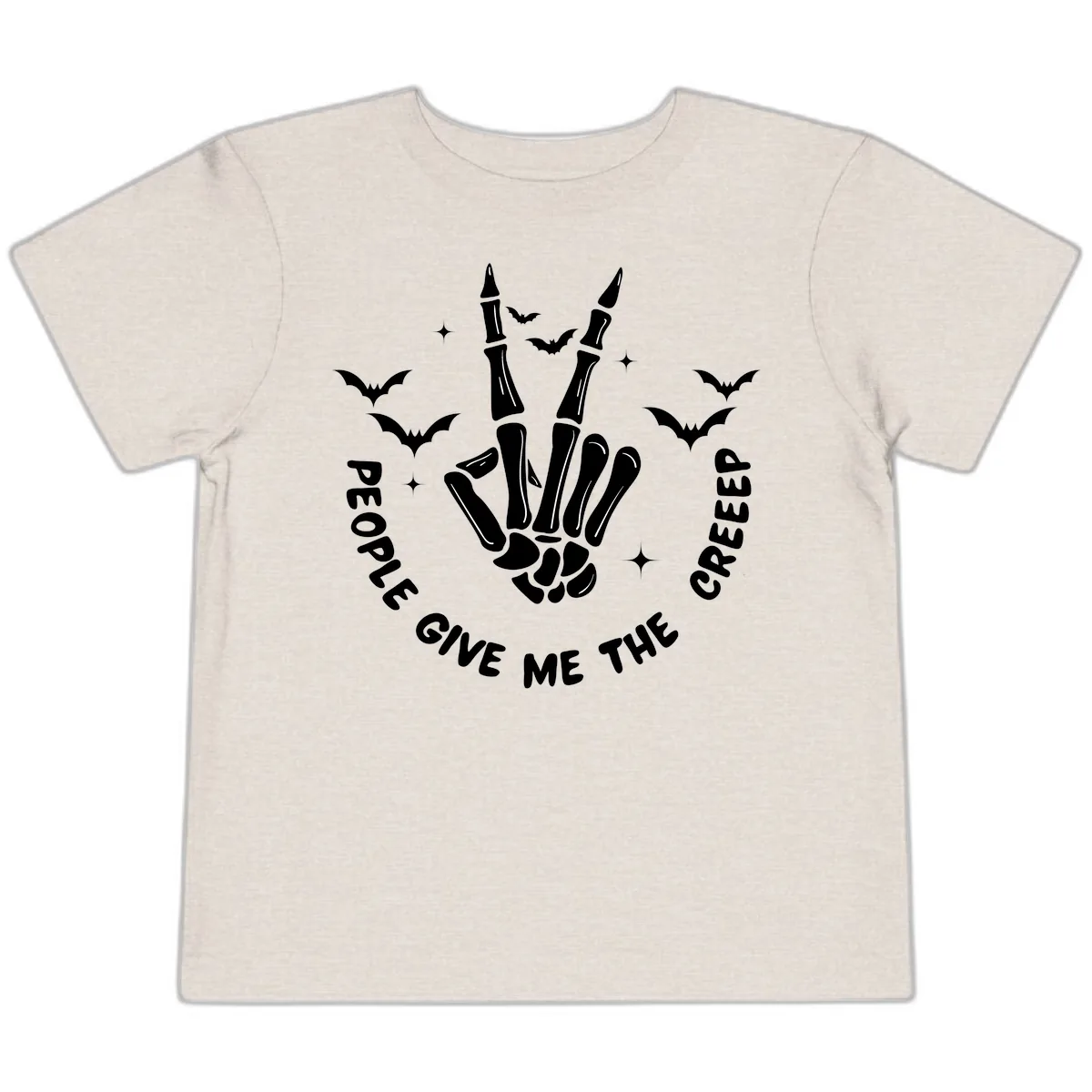 Skeleton Peace Hand Halloween Toddler T-Shirt in Heather Dust