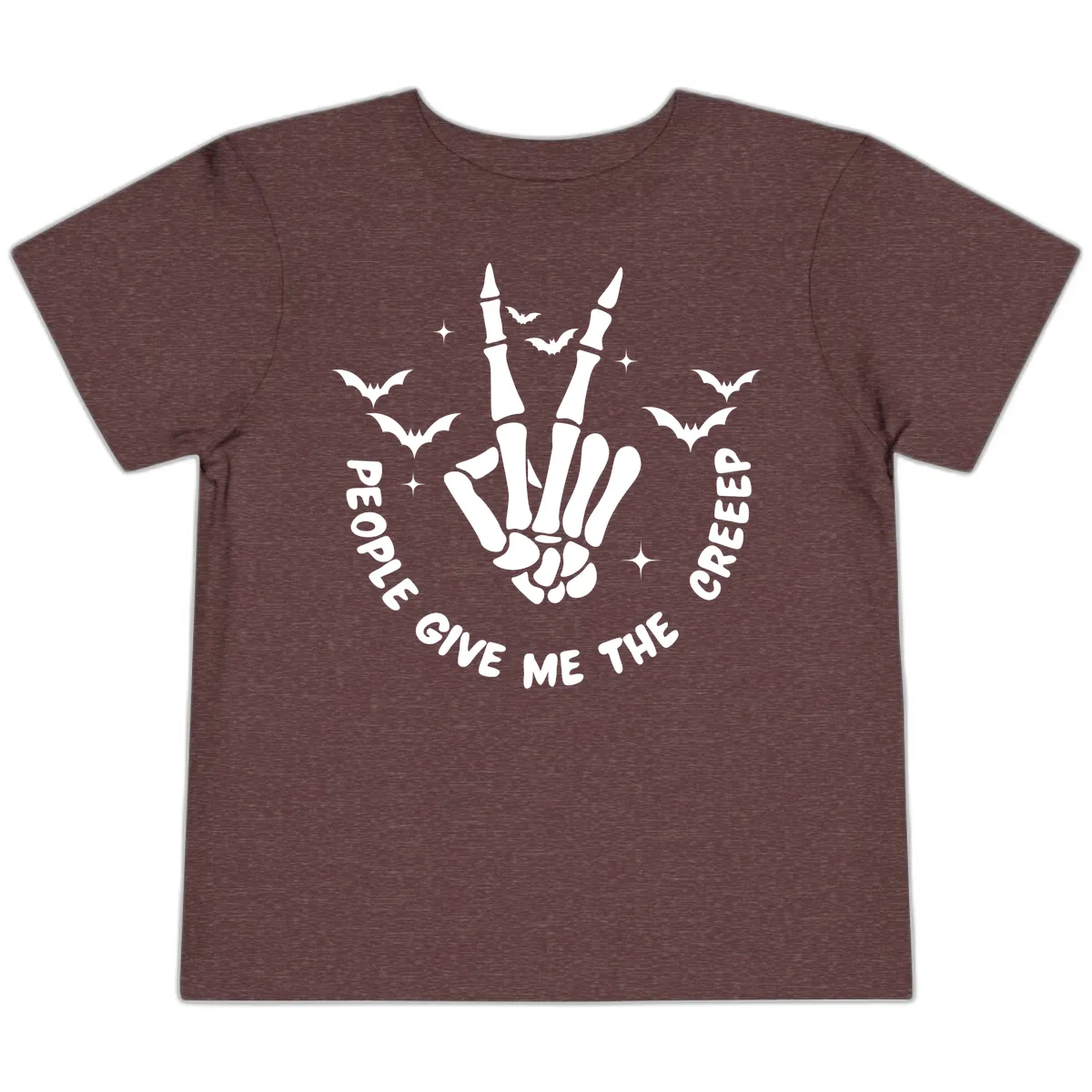 Skeleton Peace Hand Halloween Toddler T-Shirt in Heather Maroon