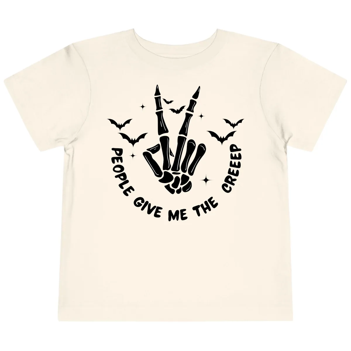 Skeleton Peace Hand Halloween Toddler T-Shirt in Natural