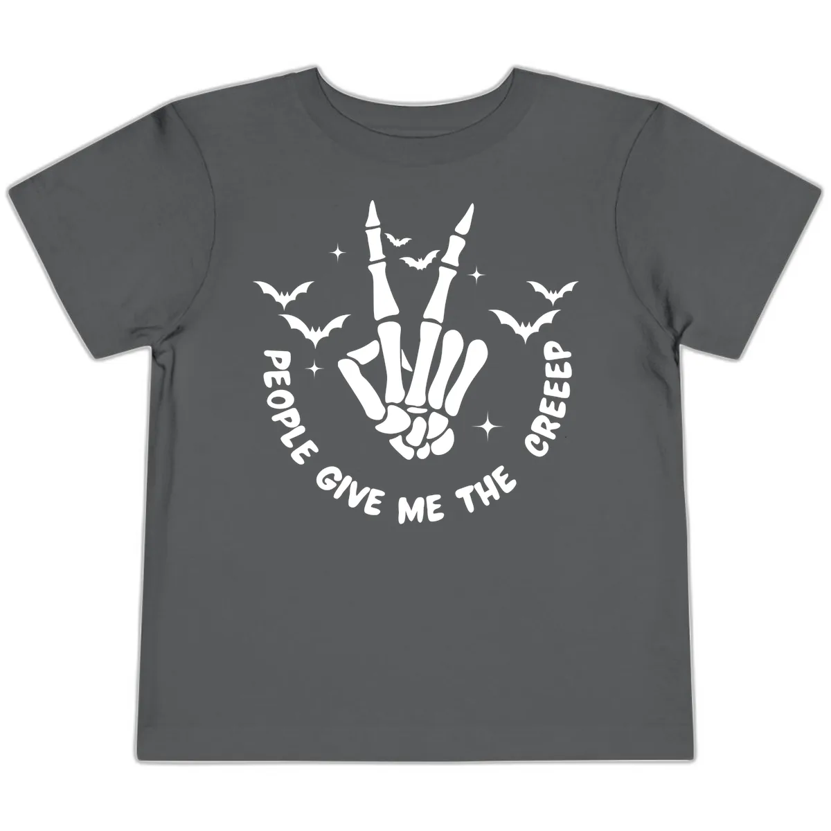Skeleton Peace Hand Halloween Toddler T-Shirt in Asphalt