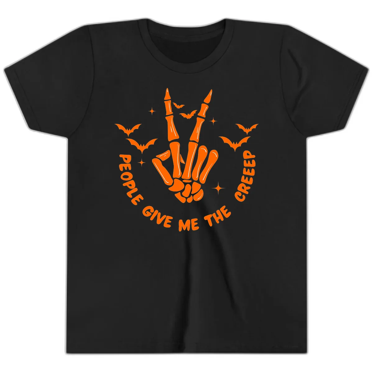 Skeleton Peace Hand Halloween Youth T-Shirt in Black