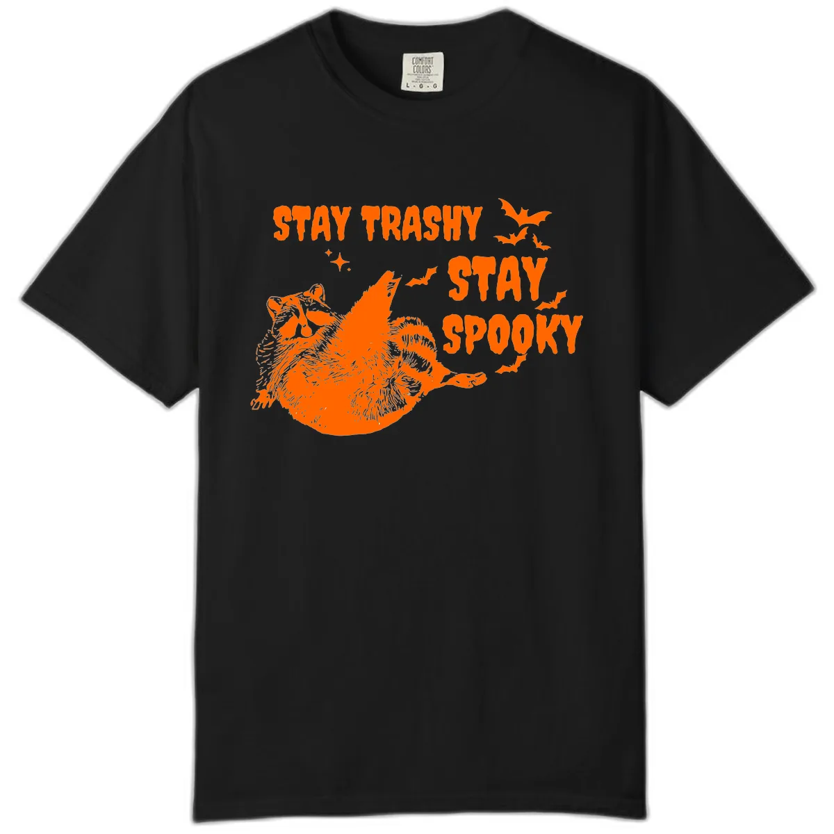 Stay Trashy Stay Spooky Raccoon Comfort Color in Black