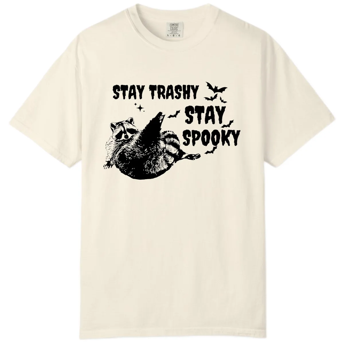 Stay Trashy Stay Spooky Raccoon Comfort Color in Ivory
