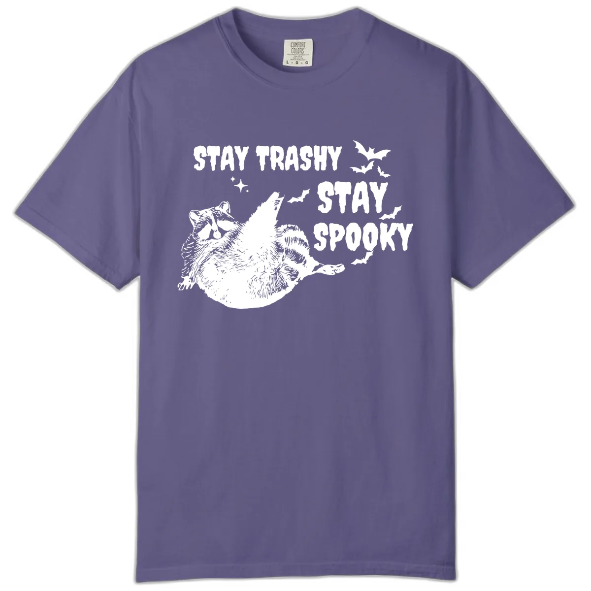Stay Trashy Stay Spooky Raccoon Comfort Color in Grape