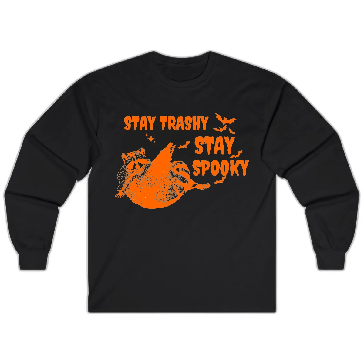 Stay Trashy Stay Spooky Raccoon Long Sleeve in Black