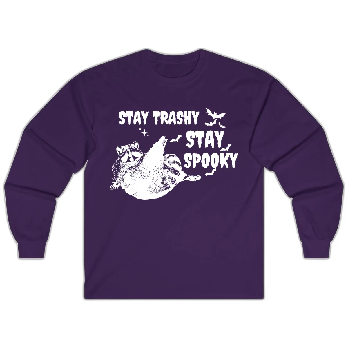 Stay Trashy Stay Spooky Raccoon Long Sleeve in Purple