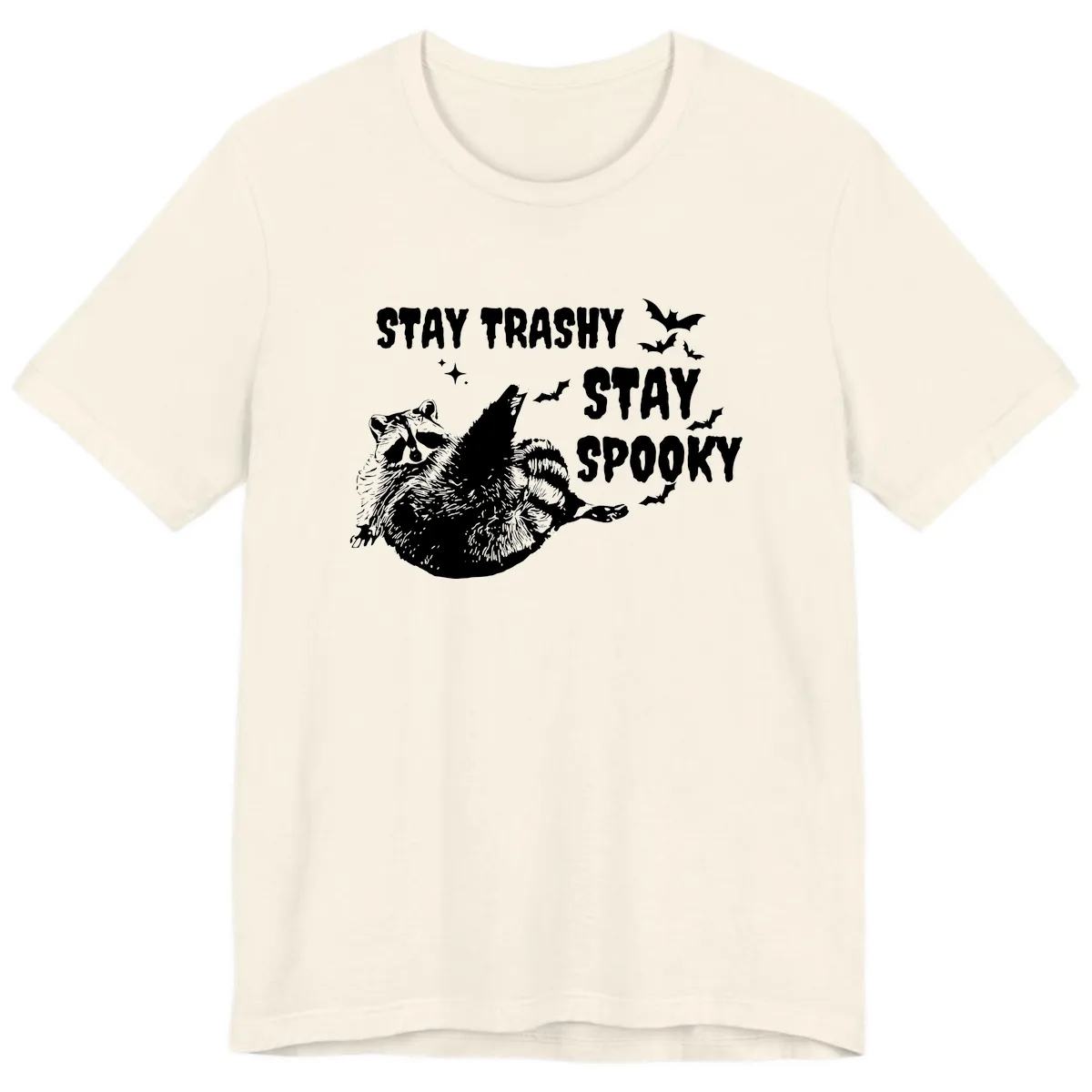 Stay Trashy Stay Spooky Raccoon Premium T-Shirt in Natural
