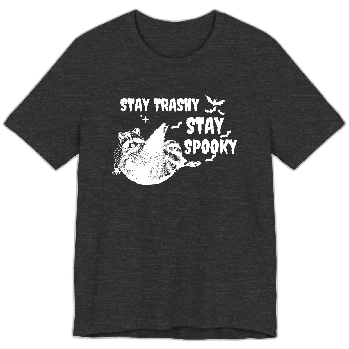 Stay Trashy Stay Spooky Raccoon Premium T-Shirt in Dark Grey Heather