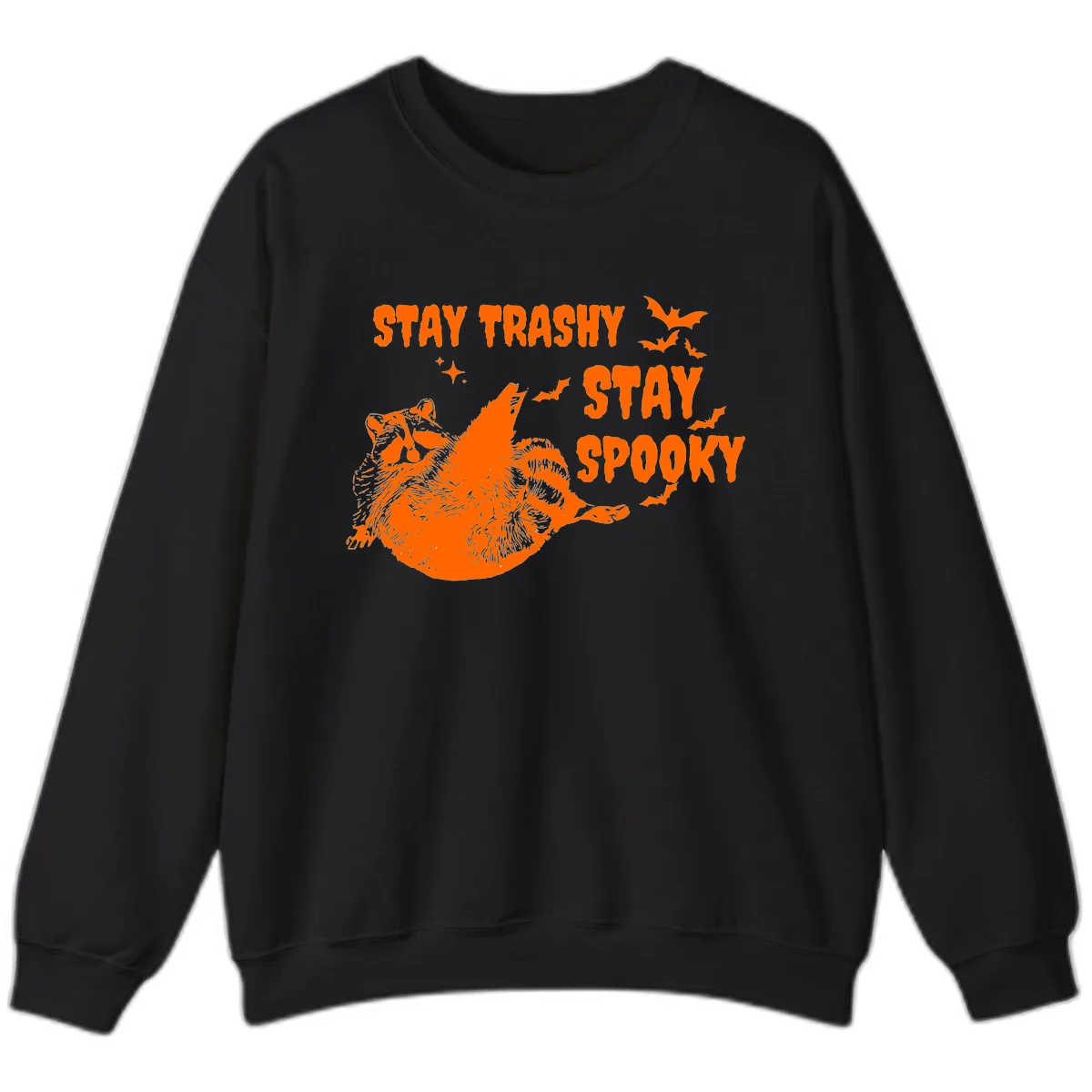 Stay Trashy Stay Spooky Raccoon Sweatshirt in Black