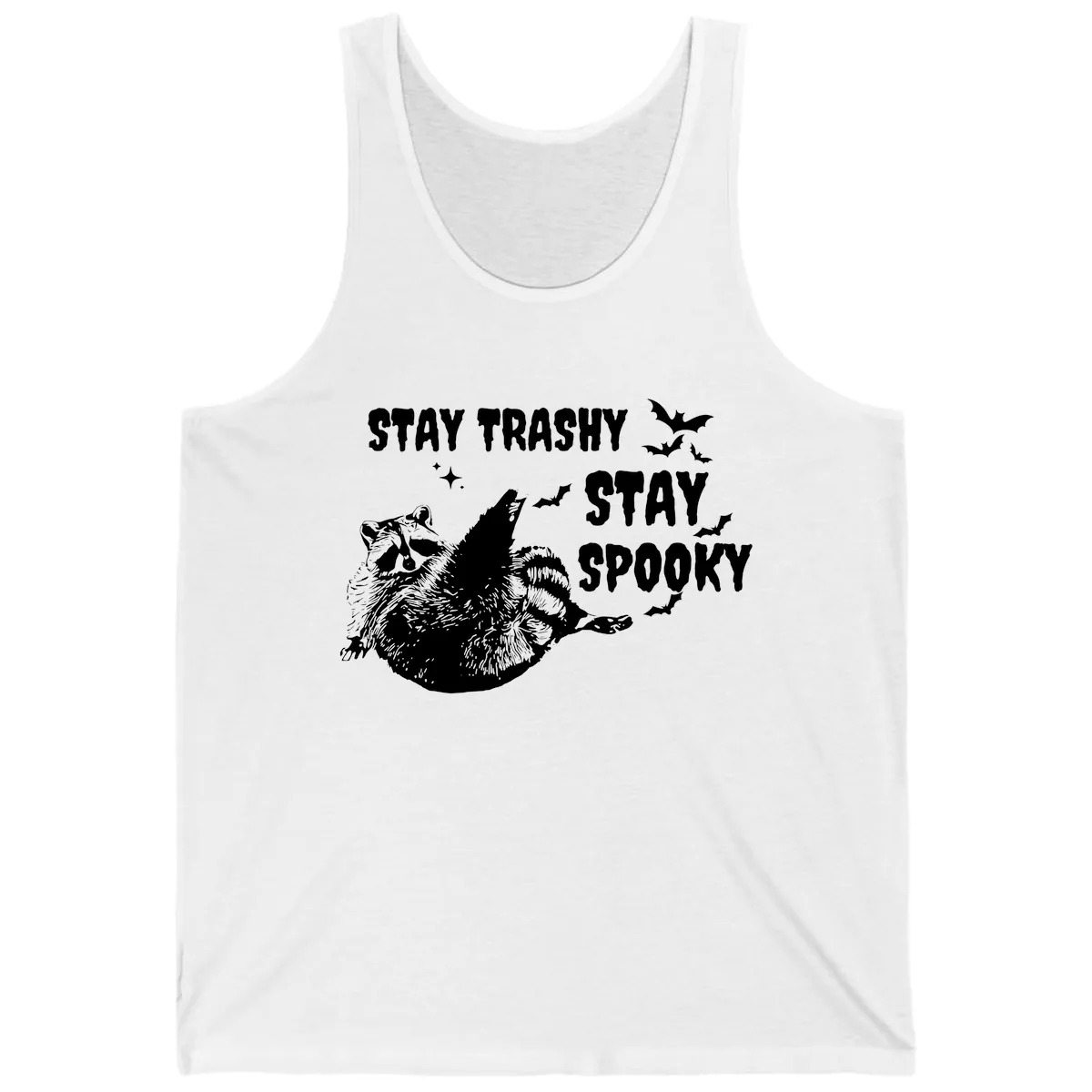 Stay Trashy Stay Spooky Raccoon Tank in White