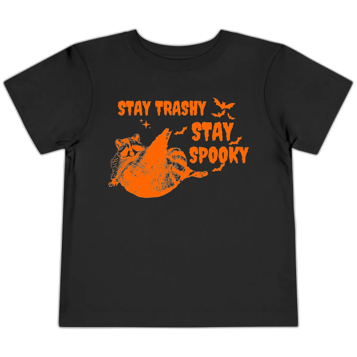 Stay Trashy Stay Spooky Raccoon Toddler T-Shirt in Black